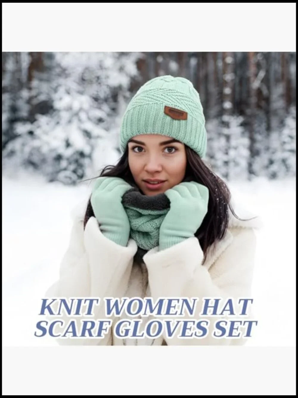 Winter Hat Gloves Scarf Set with Touchscreen Gloves and Fleece Neck Warmer